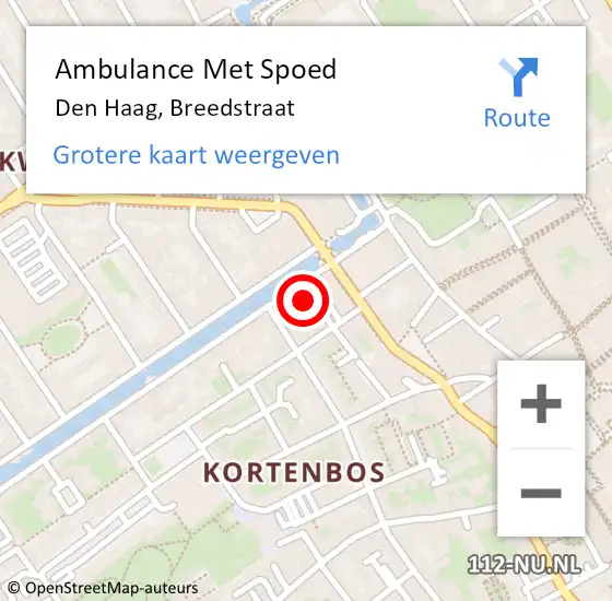 Locatie op kaart van de 112 melding: Ambulance Met Spoed Naar Den Haag, Breedstraat op 24 augustus 2024 10:44