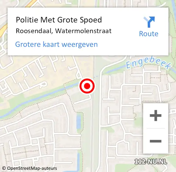 Locatie op kaart van de 112 melding: Politie Met Grote Spoed Naar Roosendaal, Watermolenstraat op 24 augustus 2024 10:46