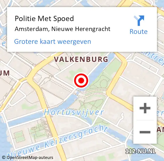 Locatie op kaart van de 112 melding: Politie Met Spoed Naar Amsterdam, Nieuwe Herengracht op 24 augustus 2024 10:52