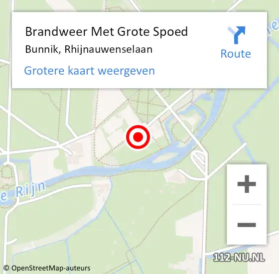 Locatie op kaart van de 112 melding: Brandweer Met Grote Spoed Naar Bunnik, Rhijnauwenselaan op 24 augustus 2024 11:21