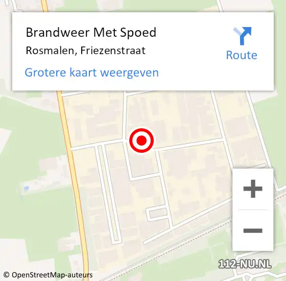 Locatie op kaart van de 112 melding: Brandweer Met Spoed Naar Rosmalen, Friezenstraat op 24 augustus 2024 11:27