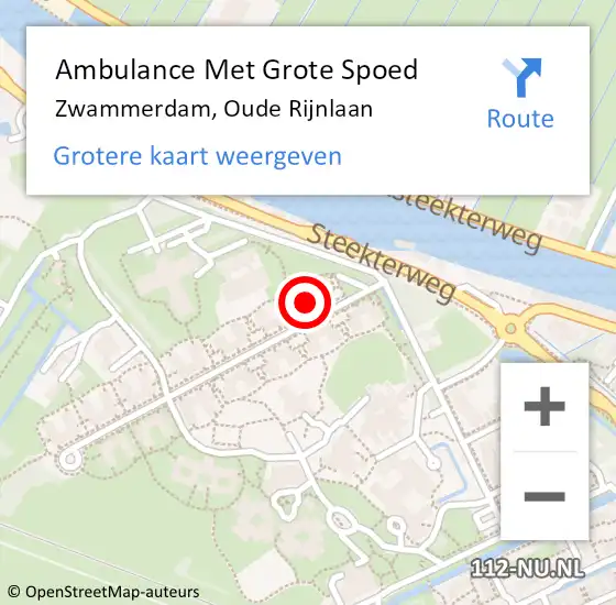 Locatie op kaart van de 112 melding: Ambulance Met Grote Spoed Naar Zwammerdam, Oude Rijnlaan op 24 augustus 2024 11:29