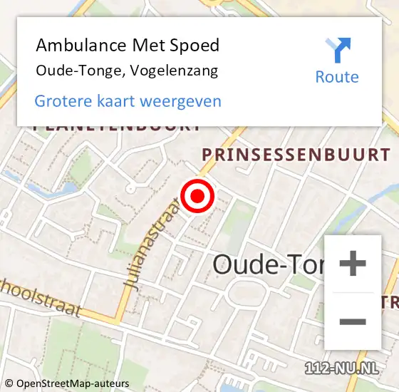 Locatie op kaart van de 112 melding: Ambulance Met Spoed Naar Oude-Tonge, Vogelenzang op 24 augustus 2024 11:39