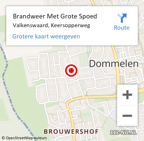 Locatie op kaart van de 112 melding: Brandweer Met Grote Spoed Naar Valkenswaard, Keersopperweg op 24 augustus 2024 11:48