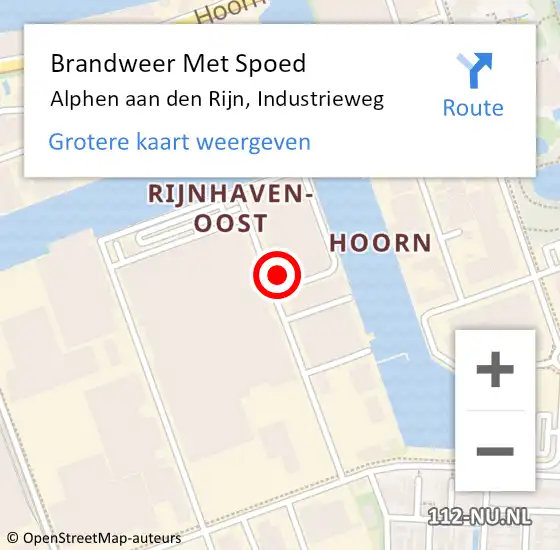 Locatie op kaart van de 112 melding: Brandweer Met Spoed Naar Alphen aan den Rijn, Industrieweg op 24 augustus 2024 11:54