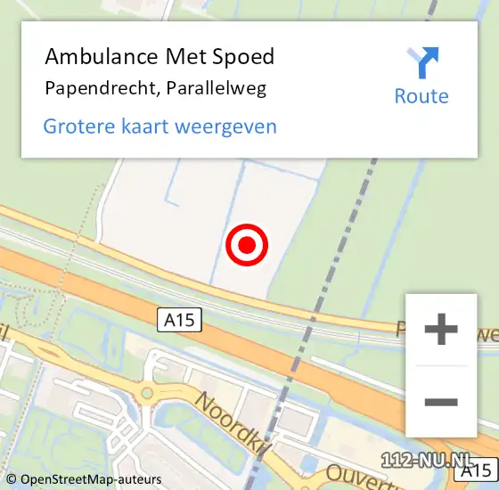 Locatie op kaart van de 112 melding: Ambulance Met Spoed Naar Papendrecht, Parallelweg op 24 augustus 2024 11:56