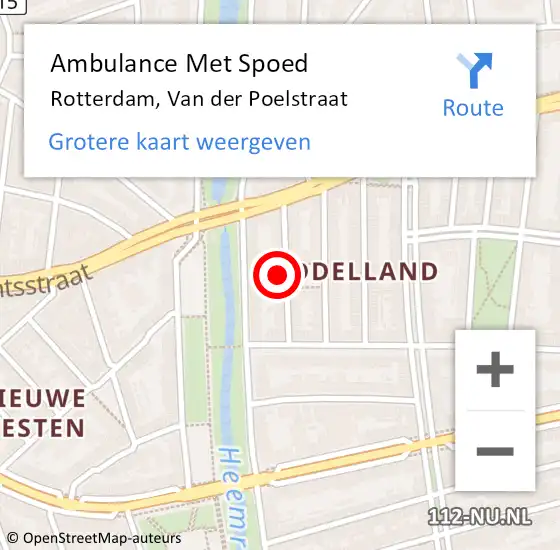 Locatie op kaart van de 112 melding: Ambulance Met Spoed Naar Rotterdam, Van der Poelstraat op 24 augustus 2024 12:08