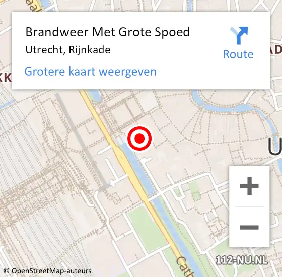 Locatie op kaart van de 112 melding: Brandweer Met Grote Spoed Naar Utrecht, Rijnkade op 24 augustus 2024 12:11