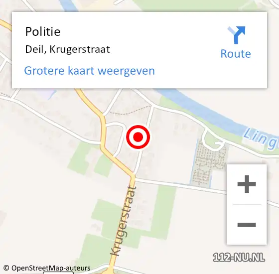 Locatie op kaart van de 112 melding: Politie Deil, Krugerstraat op 24 augustus 2024 12:15