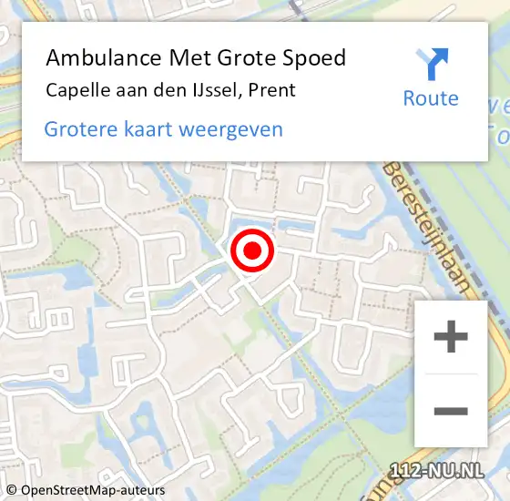 Locatie op kaart van de 112 melding: Ambulance Met Grote Spoed Naar Capelle aan den IJssel, Prent op 24 augustus 2024 12:19