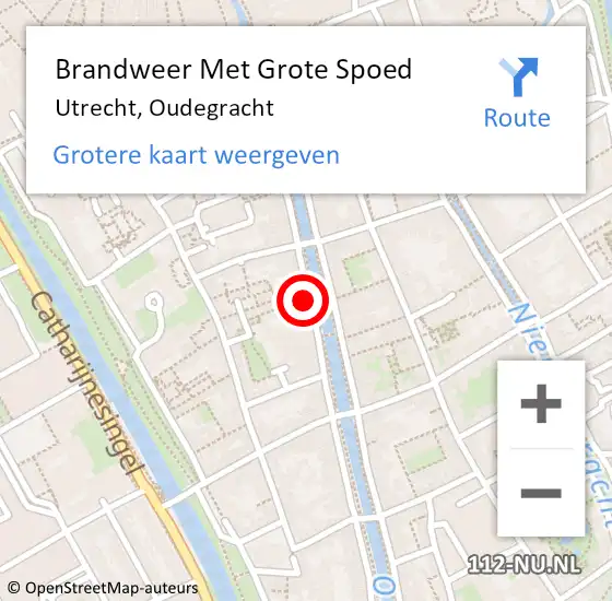 Locatie op kaart van de 112 melding: Brandweer Met Grote Spoed Naar Utrecht, Oudegracht op 24 augustus 2024 12:26