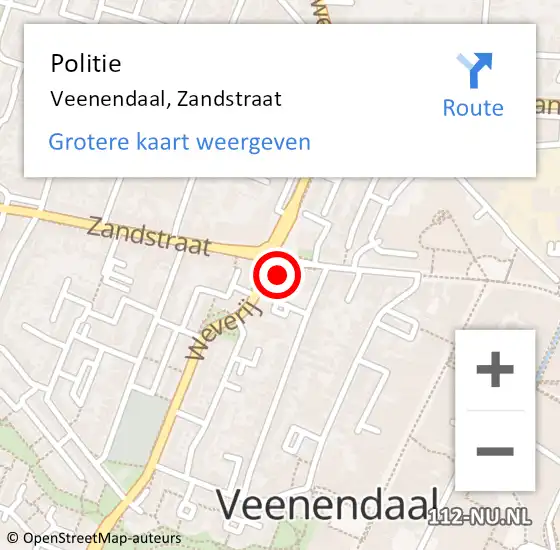 Locatie op kaart van de 112 melding: Politie Veenendaal, Zandstraat op 24 augustus 2024 12:27