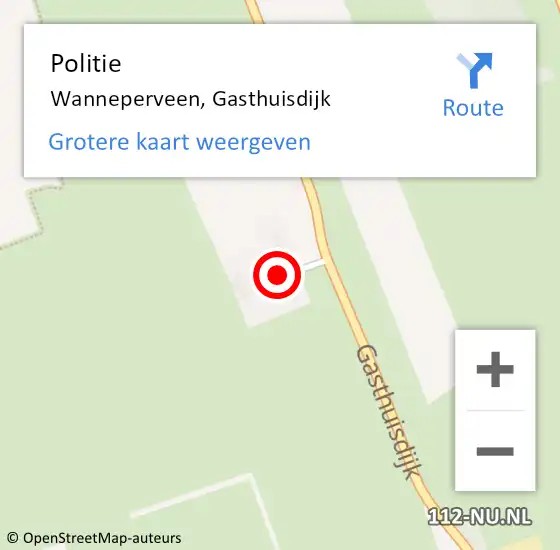 Locatie op kaart van de 112 melding: Politie Wanneperveen, Gasthuisdijk op 24 augustus 2024 12:43