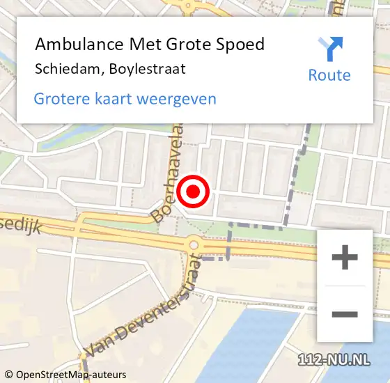 Locatie op kaart van de 112 melding: Ambulance Met Grote Spoed Naar Schiedam, Boylestraat op 24 augustus 2024 12:59