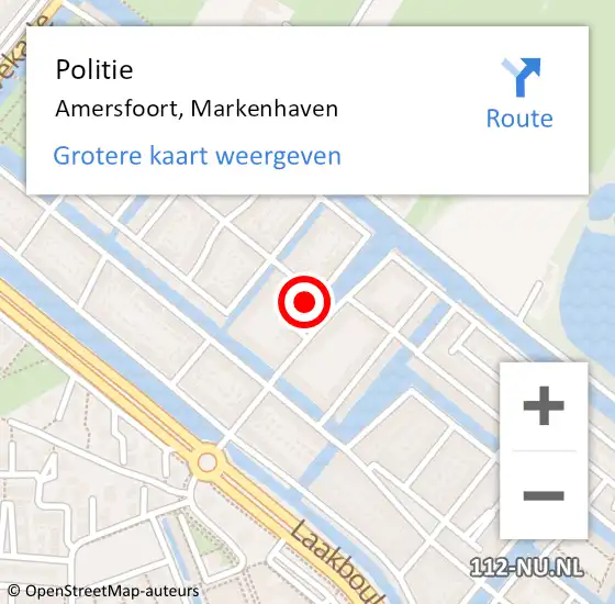 Locatie op kaart van de 112 melding: Politie Amersfoort, Markenhaven op 24 augustus 2024 13:22