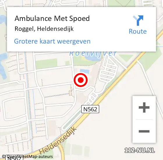 Locatie op kaart van de 112 melding: Ambulance Met Spoed Naar Roggel, Heldensedijk op 24 augustus 2024 13:45