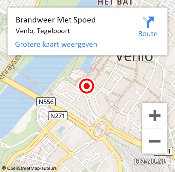 Locatie op kaart van de 112 melding: Brandweer Met Spoed Naar Venlo, Tegelpoort op 24 augustus 2024 13:48