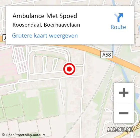 Locatie op kaart van de 112 melding: Ambulance Met Spoed Naar Roosendaal, Boerhaavelaan op 24 augustus 2024 13:52