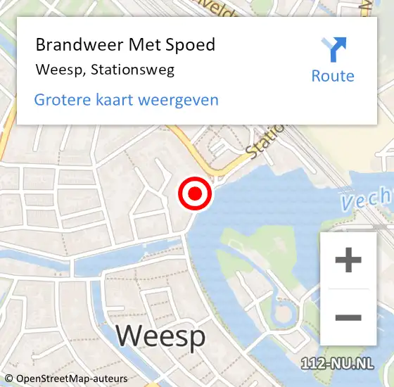 Locatie op kaart van de 112 melding: Brandweer Met Spoed Naar Weesp, Stationsweg op 24 augustus 2024 13:52