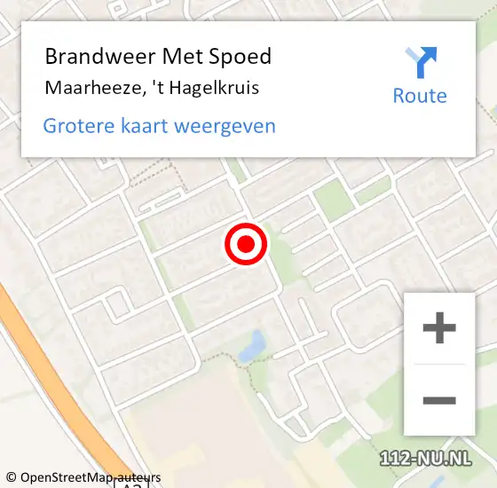 Locatie op kaart van de 112 melding: Brandweer Met Spoed Naar Maarheeze, 't Hagelkruis op 24 augustus 2024 13:54