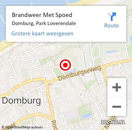 Locatie op kaart van de 112 melding: Brandweer Met Spoed Naar Domburg, Park Loverendale op 24 augustus 2024 14:04