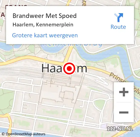 Locatie op kaart van de 112 melding: Brandweer Met Spoed Naar Haarlem, Kennemerplein op 24 augustus 2024 14:06