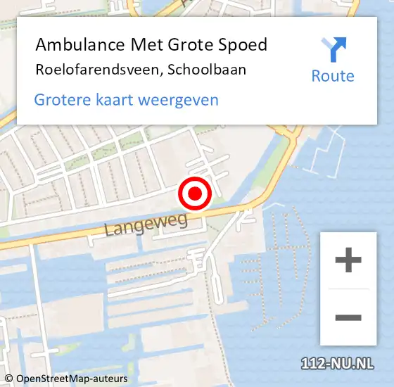 Locatie op kaart van de 112 melding: Ambulance Met Grote Spoed Naar Roelofarendsveen, Schoolbaan op 24 augustus 2024 14:16