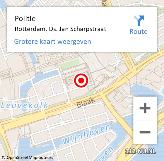 Locatie op kaart van de 112 melding: Politie Rotterdam, Ds. Jan Scharpstraat op 24 augustus 2024 14:27