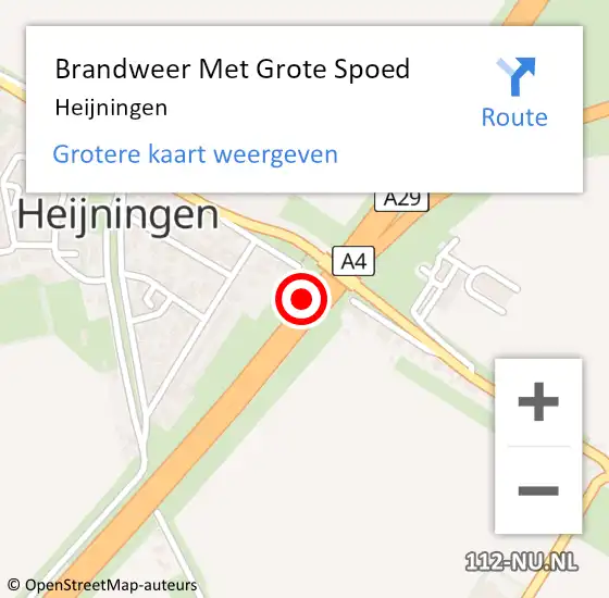 Locatie op kaart van de 112 melding: Brandweer Met Grote Spoed Naar Heijningen op 24 augustus 2024 14:30