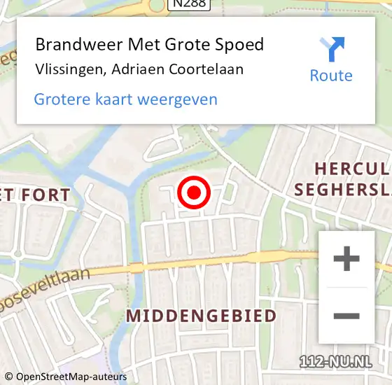 Locatie op kaart van de 112 melding: Brandweer Met Grote Spoed Naar Vlissingen, Adriaen Coortelaan op 24 augustus 2024 14:39