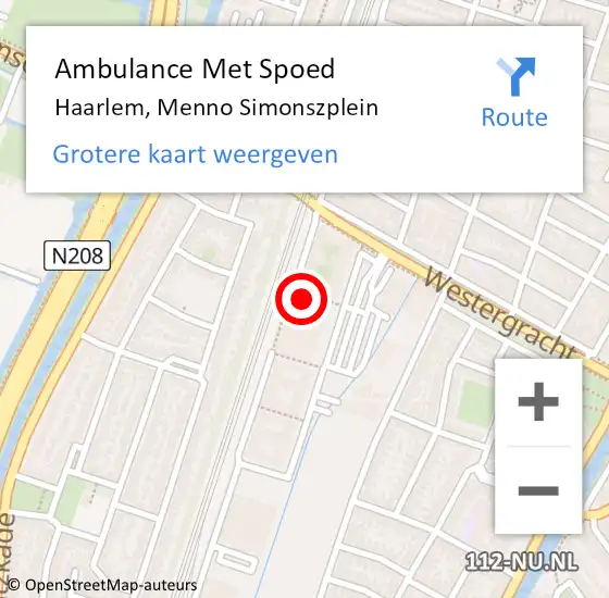 Locatie op kaart van de 112 melding: Ambulance Met Spoed Naar Haarlem, Menno Simonszplein op 24 augustus 2024 14:53