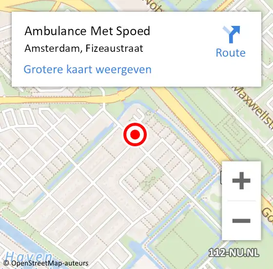 Locatie op kaart van de 112 melding: Ambulance Met Spoed Naar Amsterdam, Fizeaustraat op 24 augustus 2024 14:53