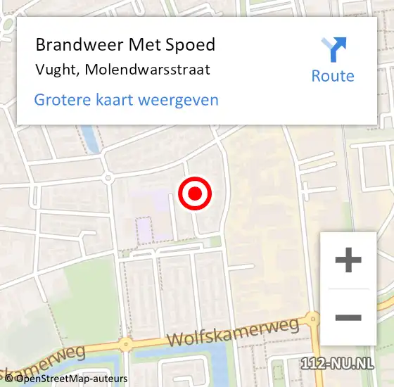 Locatie op kaart van de 112 melding: Brandweer Met Spoed Naar Vught, Molendwarsstraat op 24 augustus 2024 14:56