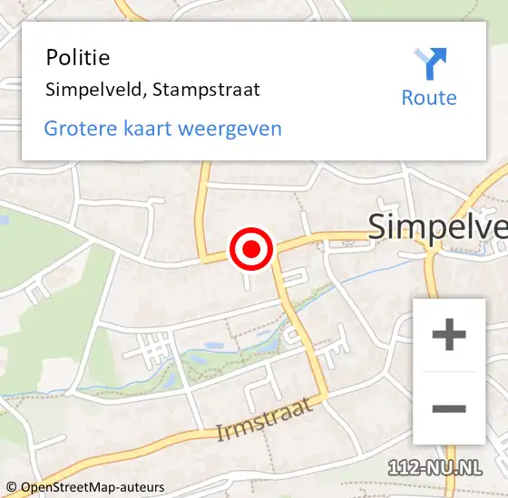 Locatie op kaart van de 112 melding: Politie Simpelveld, Stampstraat op 24 augustus 2024 14:56