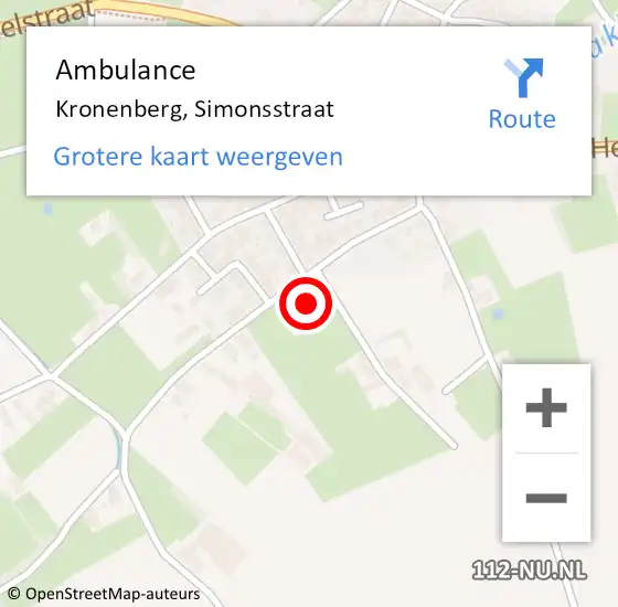 Locatie op kaart van de 112 melding: Ambulance Kronenberg, Simonsstraat op 17 oktober 2014 15:28