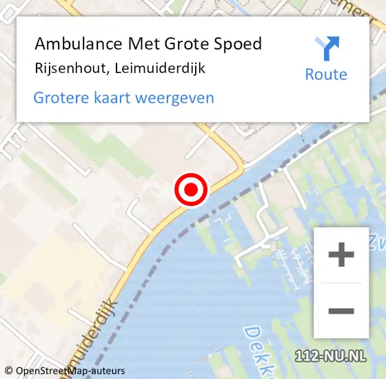 Locatie op kaart van de 112 melding: Ambulance Met Grote Spoed Naar Rijsenhout, Leimuiderdijk op 24 augustus 2024 15:08