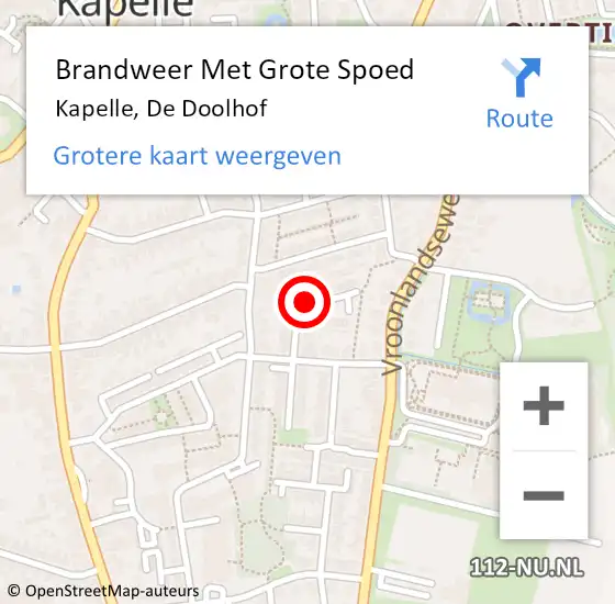 Locatie op kaart van de 112 melding: Brandweer Met Grote Spoed Naar Kapelle, De Doolhof op 24 augustus 2024 15:08