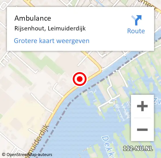 Locatie op kaart van de 112 melding: Ambulance Rijsenhout, Leimuiderdijk op 24 augustus 2024 15:08