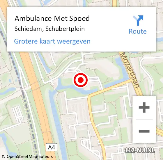 Locatie op kaart van de 112 melding: Ambulance Met Spoed Naar Schiedam, Schubertplein op 24 augustus 2024 15:13