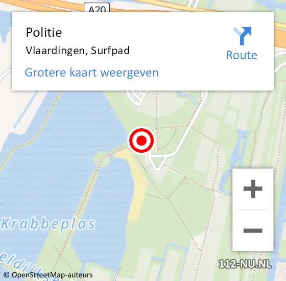 Locatie op kaart van de 112 melding: Politie Vlaardingen, Surfpad op 24 augustus 2024 15:16