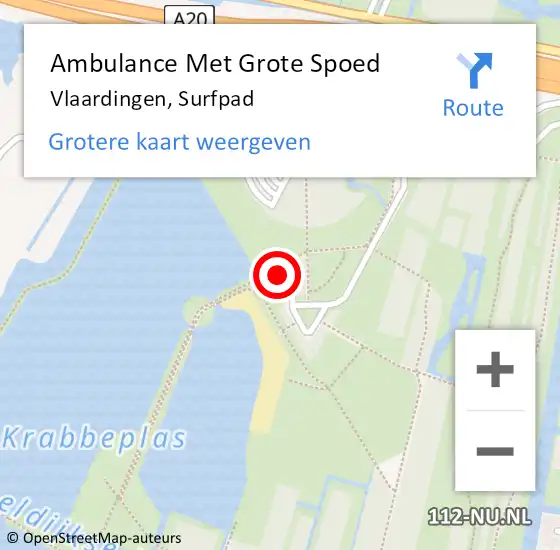 Locatie op kaart van de 112 melding: Ambulance Met Grote Spoed Naar Vlaardingen, Surfpad op 24 augustus 2024 15:16