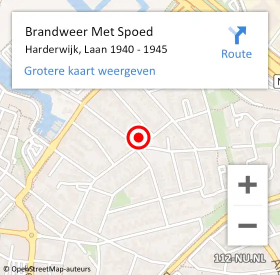 Locatie op kaart van de 112 melding: Brandweer Met Spoed Naar Harderwijk, Laan 1940 - 1945 op 24 augustus 2024 15:28