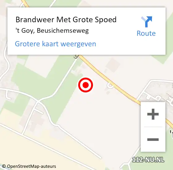 Locatie op kaart van de 112 melding: Brandweer Met Grote Spoed Naar 't Goy, Beusichemseweg op 24 augustus 2024 15:30