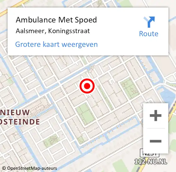 Locatie op kaart van de 112 melding: Ambulance Met Spoed Naar Aalsmeer, Koningsstraat op 24 augustus 2024 15:33