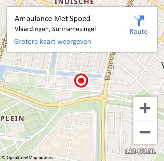 Locatie op kaart van de 112 melding: Ambulance Met Spoed Naar Vlaardingen, Surinamesingel op 24 augustus 2024 15:43