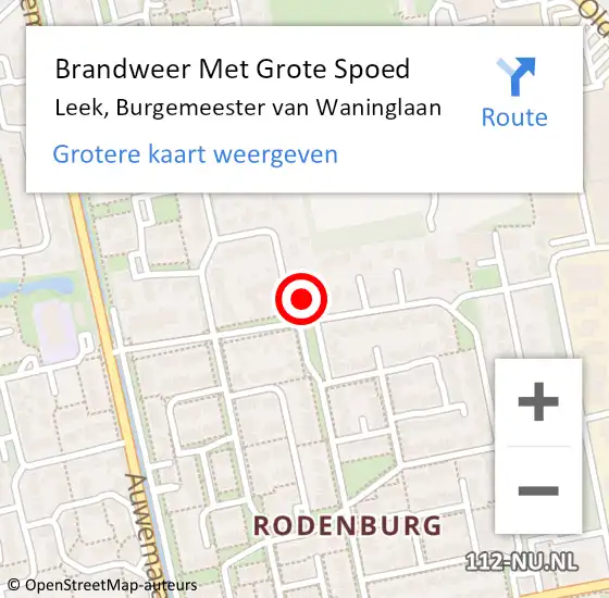 Locatie op kaart van de 112 melding: Brandweer Met Grote Spoed Naar Leek, Burgemeester van Waninglaan op 24 augustus 2024 15:58