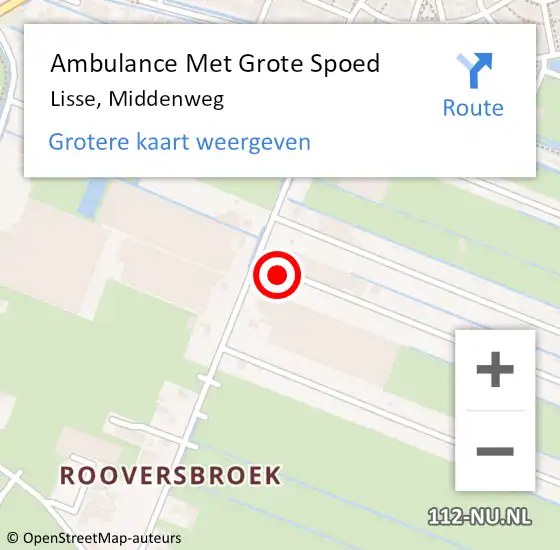 Locatie op kaart van de 112 melding: Ambulance Met Grote Spoed Naar Lisse, Middenweg op 24 augustus 2024 15:58