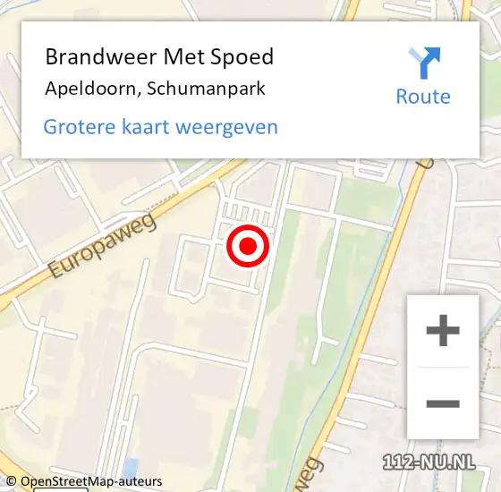 Locatie op kaart van de 112 melding: Brandweer Met Spoed Naar Apeldoorn, Schumanpark op 24 augustus 2024 15:59