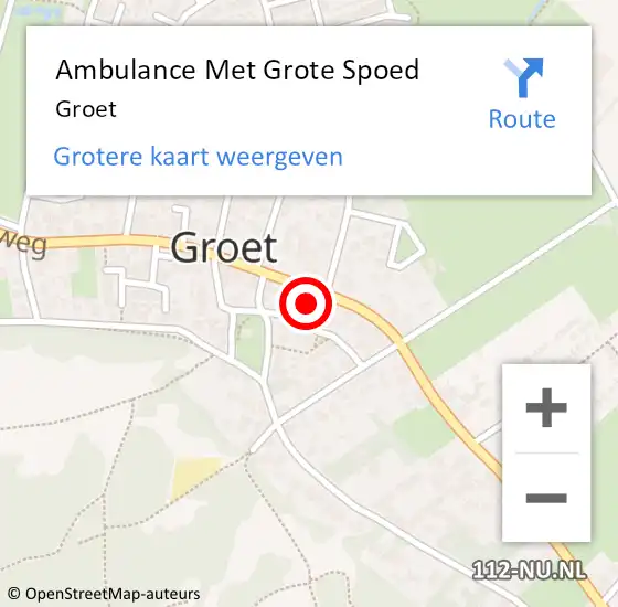 Locatie op kaart van de 112 melding: Ambulance Met Grote Spoed Naar Groet op 24 augustus 2024 16:13