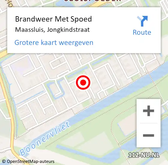 Locatie op kaart van de 112 melding: Brandweer Met Spoed Naar Maassluis, Jongkindstraat op 24 augustus 2024 16:22